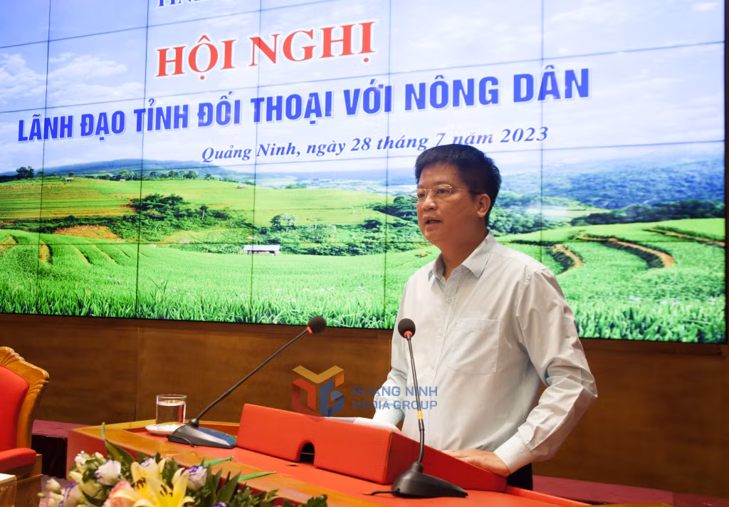Đồng chí Đỗ Ngọc Nam Chủ tịch Hội Nông dân tỉnh phát biểu tại hội nghị