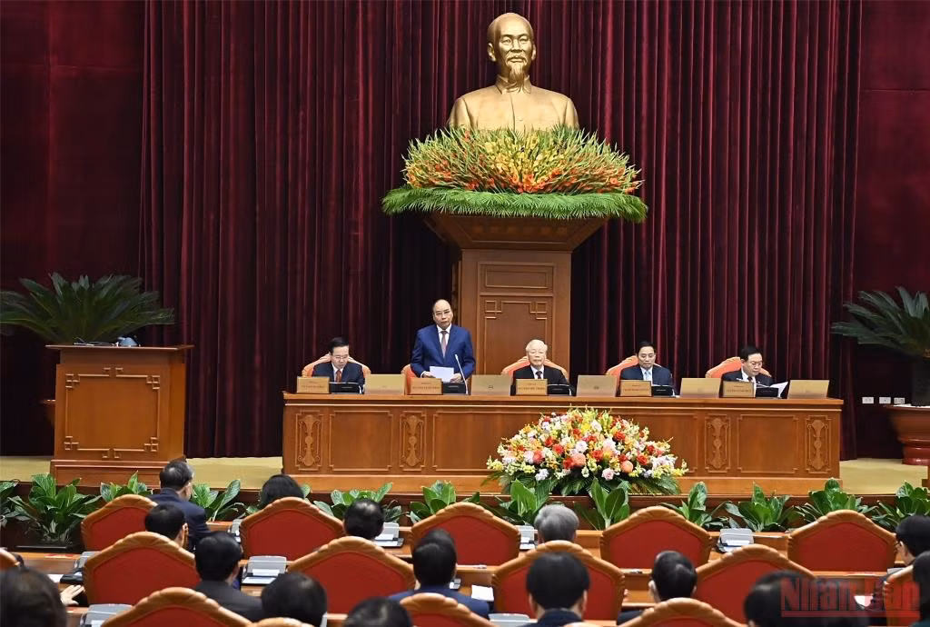 Chủ tịch nước Nguyễn Xuân Phúc điều hành Hội nghị. (Ảnh: ĐĂNG KHOA)