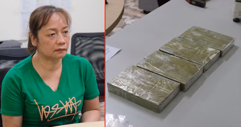 Phan Thị Hương và tang vật.