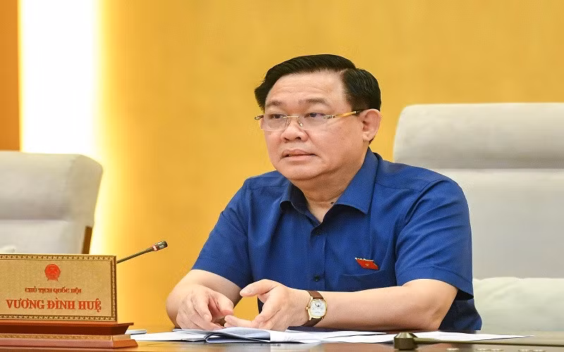 Chủ tịch Quốc hội Vương Đình Huệ phát biểu ý kiến tại phiên họp. (Ảnh: Duy Linh)