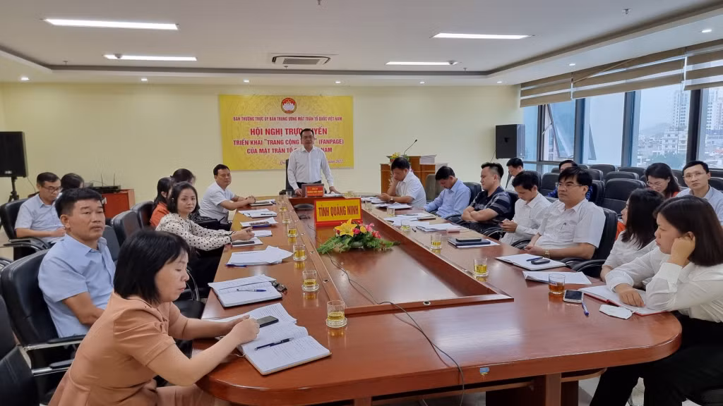Quang cảnh điểm cầu hội nghị tại Uỷ ban MTTQ tỉnh Quảng Ninh.