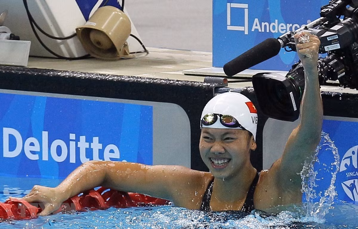 Vận động viên Ánh Viên giành vé dự Olympic Tokyo 2020. (Ảnh: TTXVN)