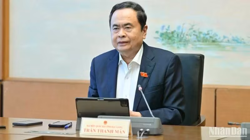 Chủ tịch Quốc hội Trần Thanh Mẫn phát biểu tại phiên thảo luận tổ. (Ảnh: THỦY NGUYÊN)