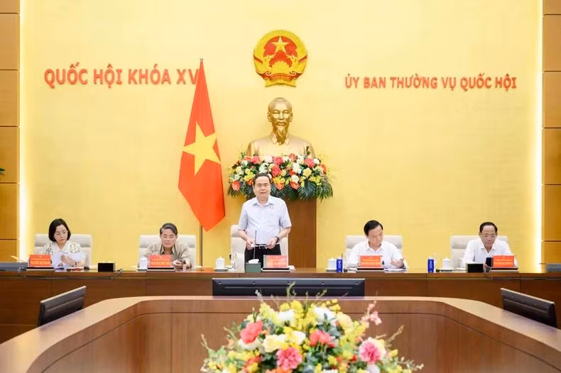 Chủ tịch Quốc hội Trần Thanh Mẫn phát biểu tại cuộc họp. (Ảnh: Duy Linh)