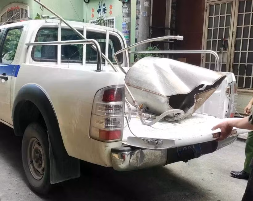 Chiếc nồi hơi dùng để nấu sữa đậu nành. (Nguồn: Pháp luật Thành phố Hồ Chí Minh)
