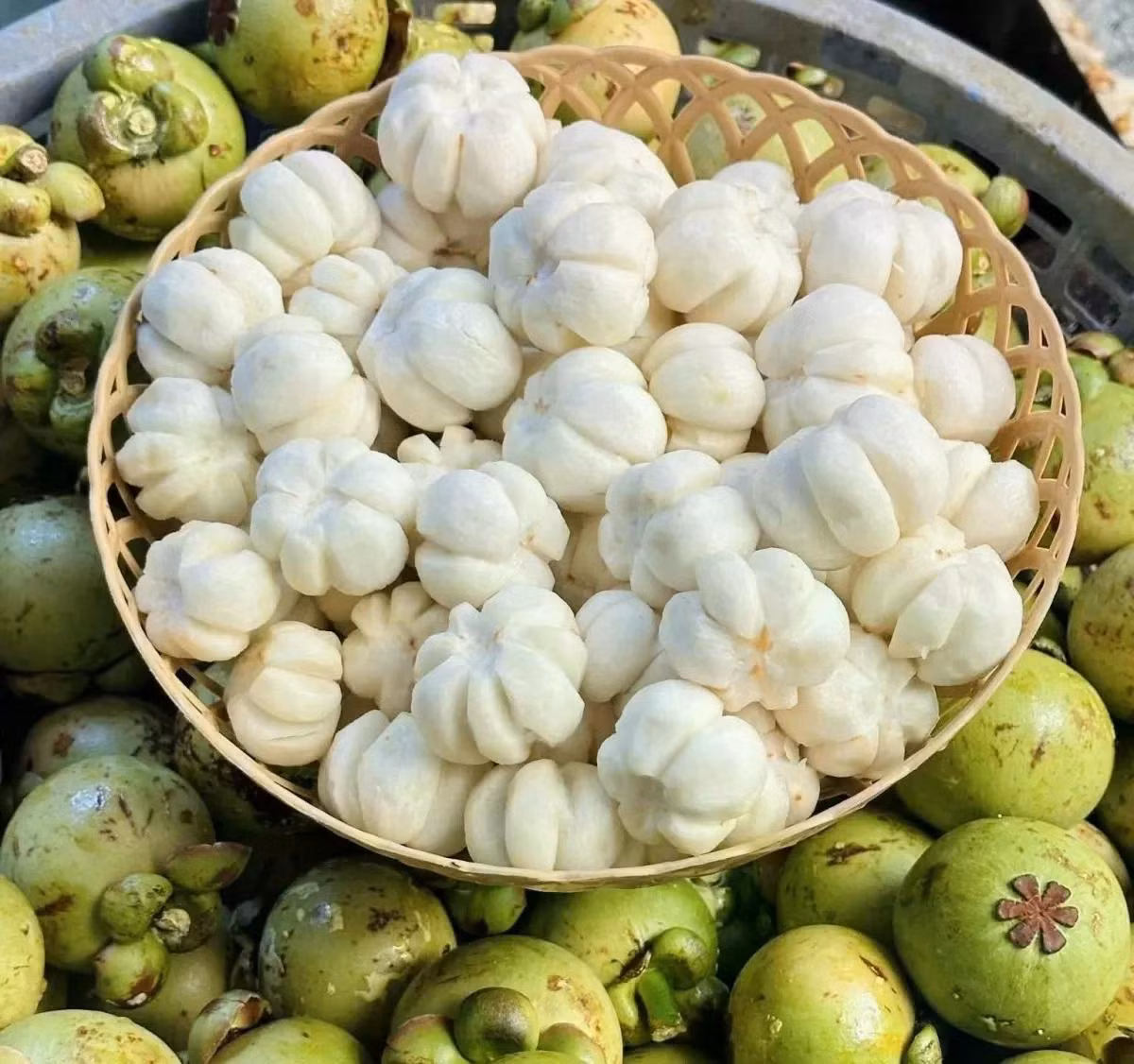 Để có được 1kg ruột măng cụt dùng làm gỏi, phải gọt đến 5-6kg măng cụt nguyên vỏ và gọt rất lâu. Ảnh: Nguyễn Thanh