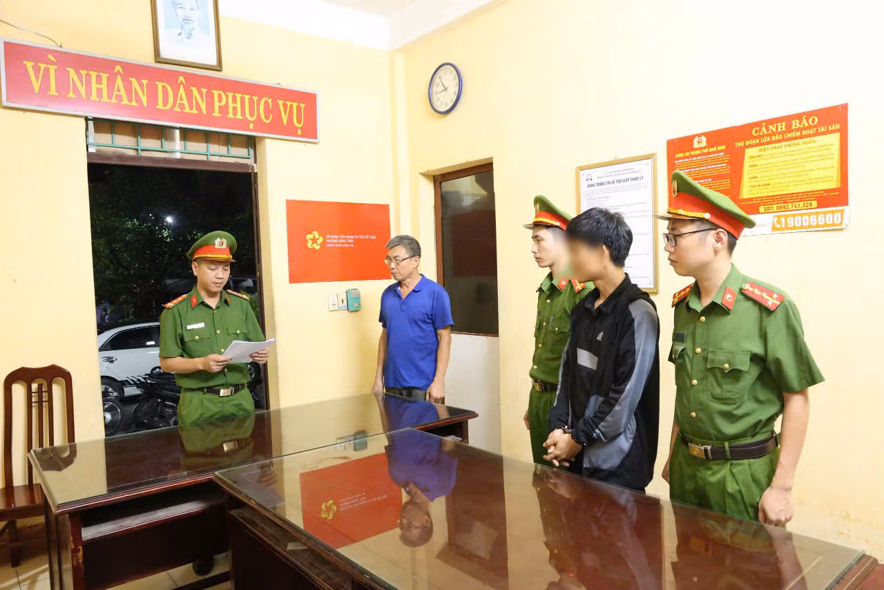 N.V.T tại cơ quan Công an. Ảnh: Công an cung cấp.