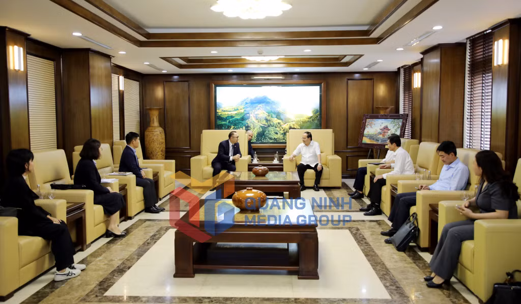 Đồng chí Quản Minh Cường, Ủy viên Trung ương Đảng, Bí thư Tỉnh ủy, Trưởng Đoàn ĐBQH tỉnh tiếp xã giao Tổng giám đốc Tập đoàn Wilmar CLV (Singapore).