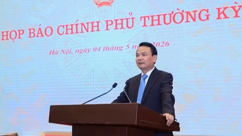 Bộ trưởng, Chủ nhiệm Văn phòng Chính phủ Đặng Xuân Phong chủ trì họp báo Chính phủ thường kỳ. (Ảnh: VGP/Nhật Bắc)