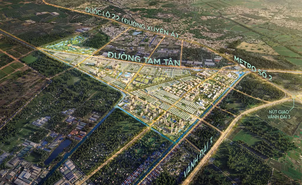 Vinhomes Saigon Park sở hữu vị trí “cửa ngõ Xuyên Á” trên trục Quốc lộ 22.