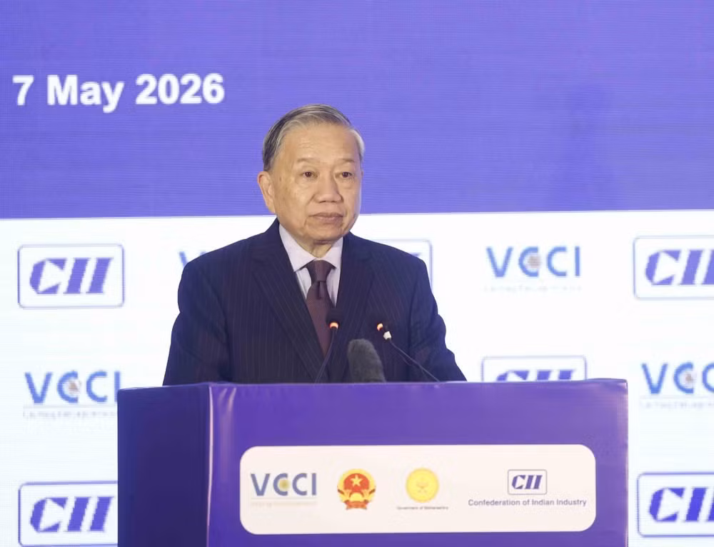 Tổng Bí thư, Chủ tịch nước Tô Lâm phát biểu tại Diễn đàn Doanh nghiệp Việt Nam-Ấn Độ.(Ảnh: Thống Nhất/TTXVN)