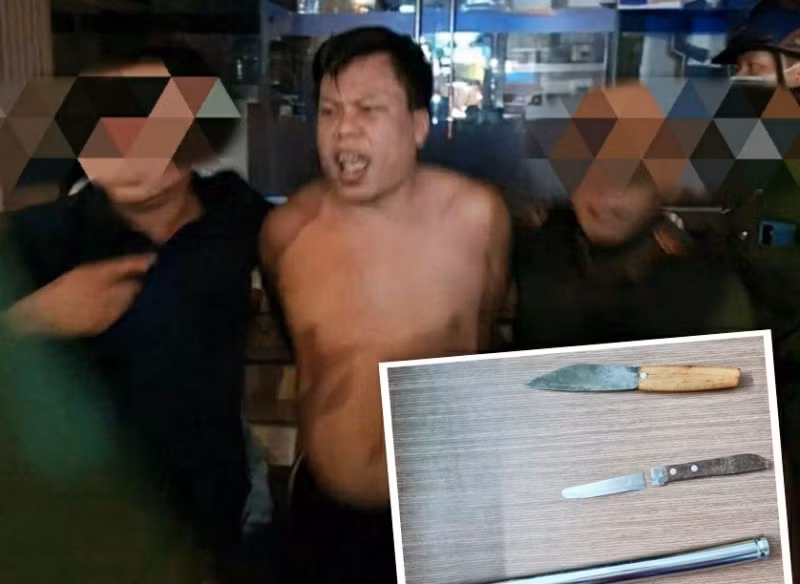 Đối tượng Đạt bị khống chế, tước hung khí.