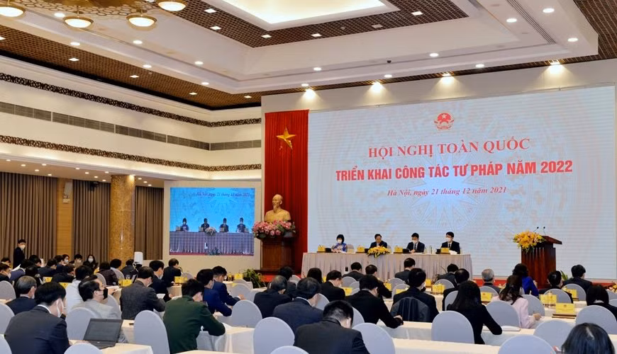 Quang cảnh hội nghị tại điểm cầu Trung ương.
