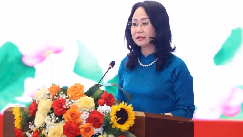 Ủy viên Trung ương Đảng, Bộ trưởng Văn hóa, Thể thao và Du lịch Lâm Thị Phương Thanh phát biểu. (Ảnh: DUY LINH)