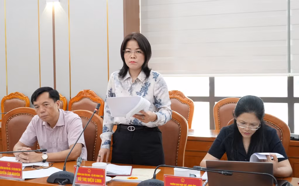 Lãnh đạo Ban Văn hoá - xã hội phát biểu tại cuộc họp.