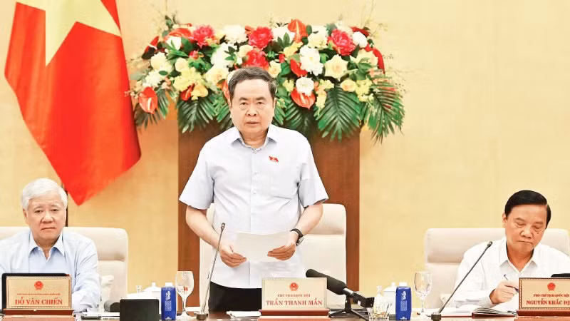 Chủ tịch Quốc hội Trần Thanh Mẫn phát biểu tại Phiên họp thứ 3 của Ủy ban Thường vụ Quốc hội. (Ảnh: THỦY NGUYÊN)