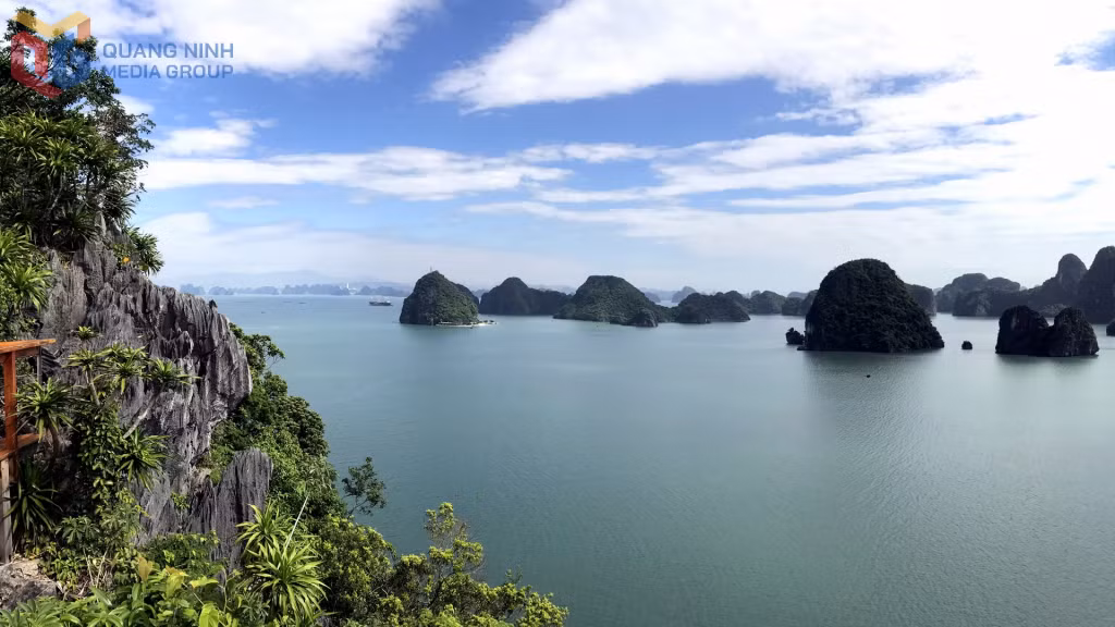 Từ bãi Soi Sim có thể phóng tầm mắt ngắm vịnh Hạ Long.