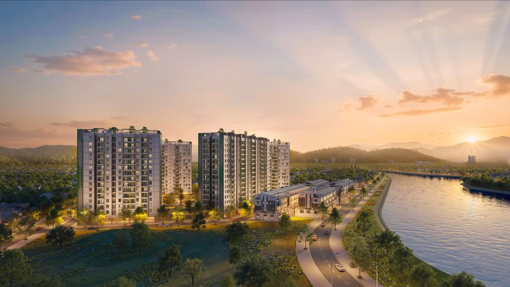 Phối cảnh Dự án nhà ở xã hội tại ô đất II-OM21 phân khu 11 phường Việt Hưng và phường Hoành Bồ.