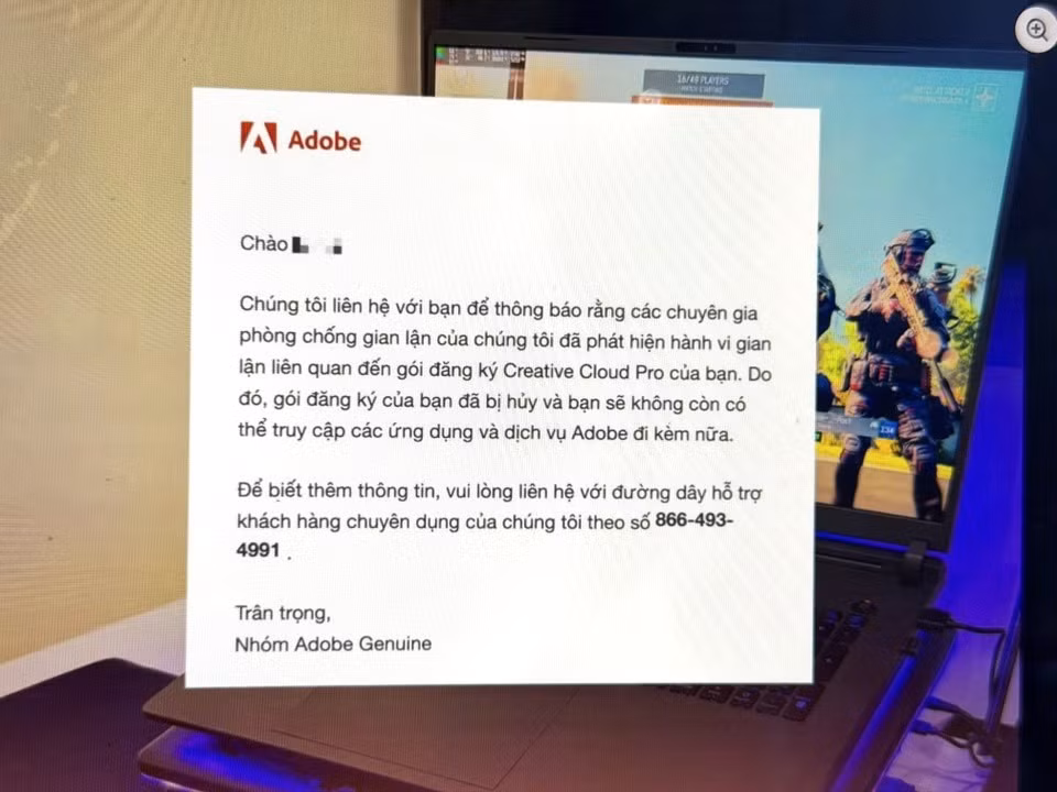 Nhiều khách hàng cho biết đã bị Adobe khoá tài khoản. Ảnh: Nhật Tường.