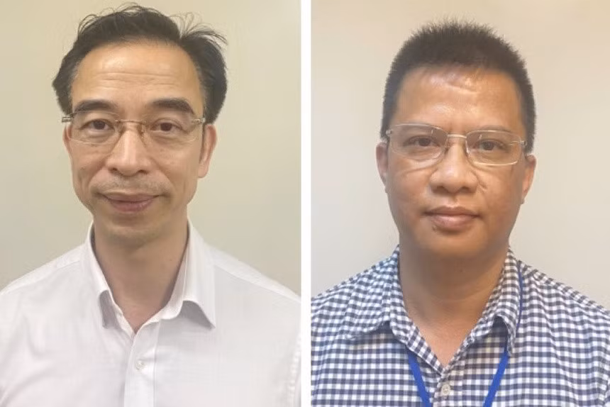 Bị can Nguyễn Quang Tuấn (trái) và Nguyễn Đức Đảng. Ảnh: Bộ Công an.