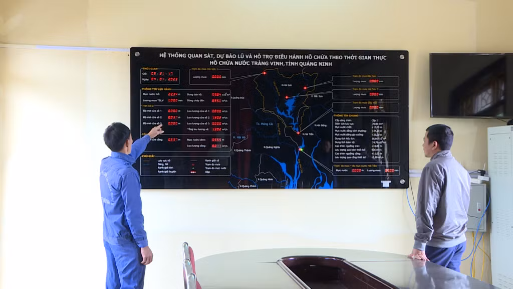 Hệ thống quan sát, dự báo lũ và hỗ trợ điều hành hồ chứa theo thời gian thực Hồ chứa nước Tràng Vinh.