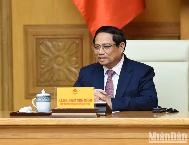 Thủ tướng Phạm Minh Chính phát biểu ý kiến tại buổi làm việc (Ảnh: Trần Hải).