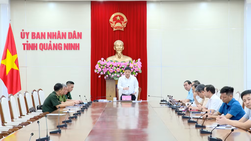 Đồng chí Nghiêm Xuân Cường, Phó Chủ tịch UBND tỉnh, phát biểu tại cuộc họp.