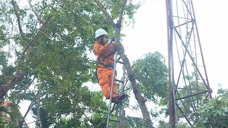 Ngành điện Tuyên Quang huy động cán bộ khắc sự cố mất điện.