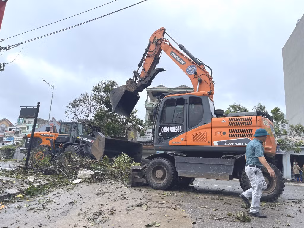 TP Hạ Long huy động nhân lực, phương tiện khẩn trương dọn dẹp cây xanh đổ gãy sau bão số 3.