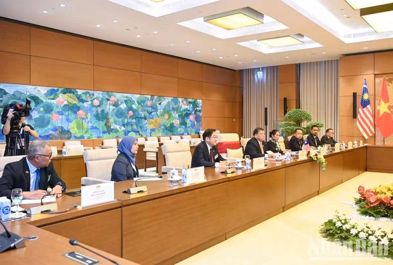 Chủ tịch Hạ viện Malaysia Tan Sri Dato’ Johari Bin Abdul phát biểu tại buổi hội đàm. (Ảnh: Duy Linh)
