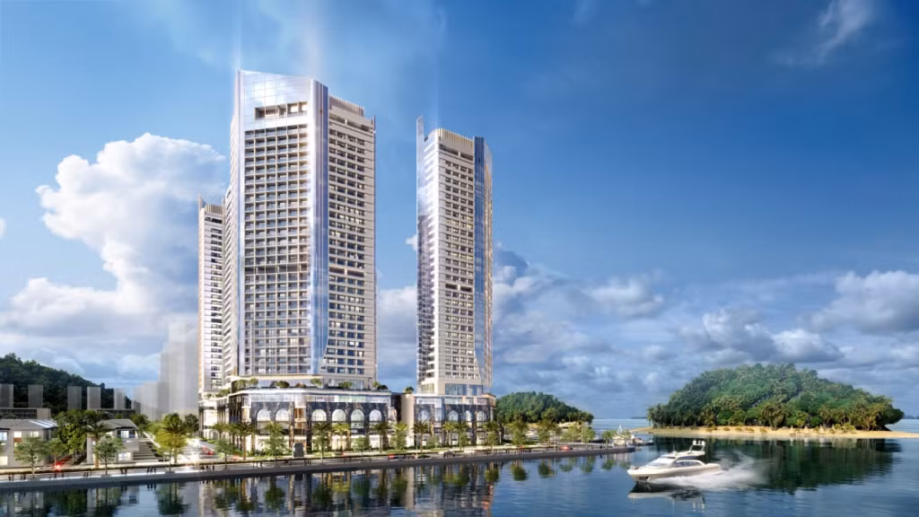 Dự án Crystal Holidays Harbour Vân Đồn chuẩn bị cất nóc hai toà tháp The Victory (A) và The Oasis (B) trong tháng 10/2024.