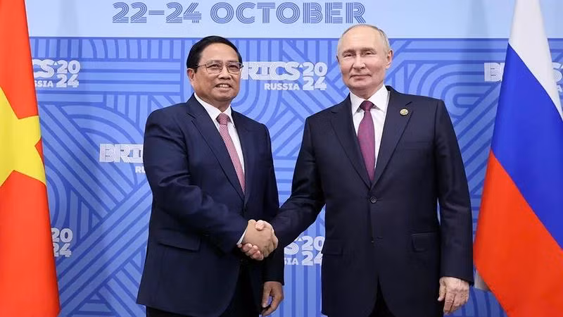 Thủ tướng Phạm Minh Chính và Tổng thống Liên bang Nga Vladimir Putin. (Ảnh: NHẬT BẮC/VGP)