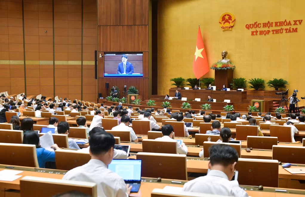 Quang cảnh phiên thảo luận tại hội trường Quốc hội.
