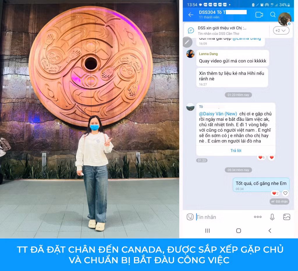 TT hạ cánh an toàn tại Vancouver. Sau khi được Team DSS Canada hỗ trợ ổn định chỗ ở. T được sắp xếp gặp chủ doanh nghiệp bảo lãnh và chuẩn bị bắt đầu công việc