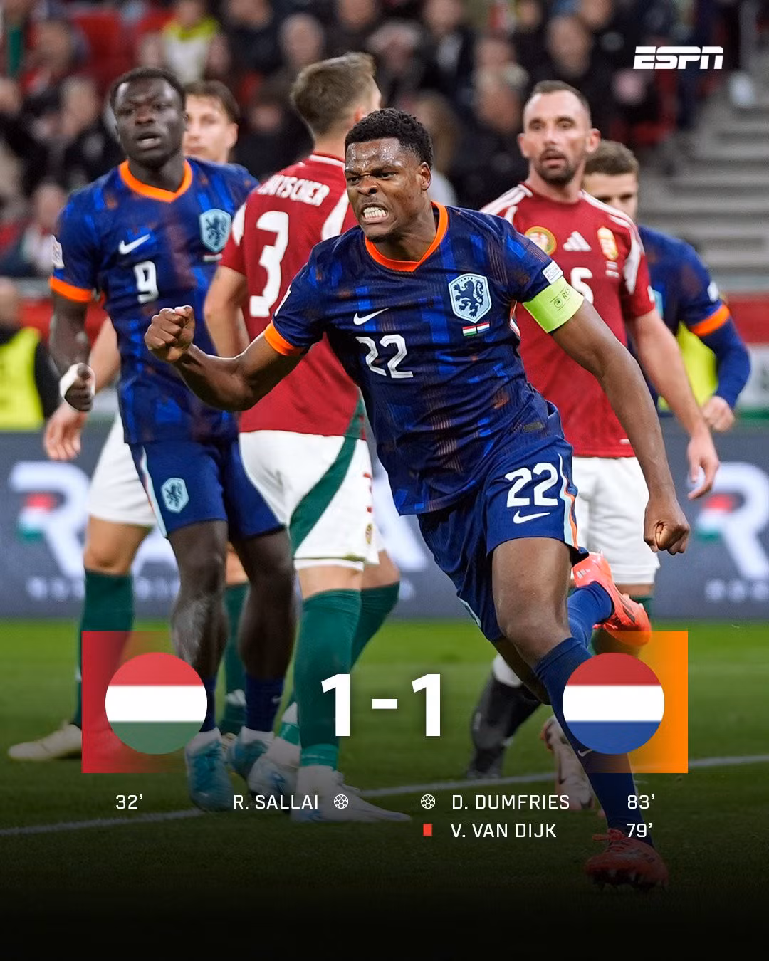 Hà Lan có được 1 điểm may mắn - Ảnh: ESPN