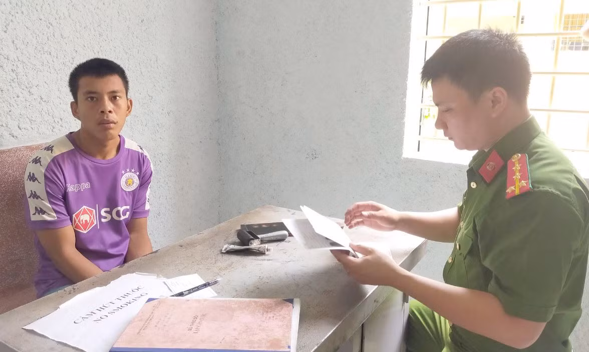 Nguyễn Xuân Lưu bị bắt giữ tại cơ quan công an. Ảnh: Công an Thanh Hóa