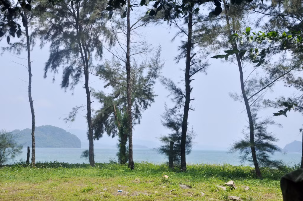 Một góc nhìn thơ mộng từ Trạm Kiểm lâm Ba Mùn ra vịnh Bái Tử Long.