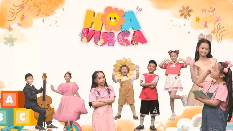 Dàn MC nhí tài năng của chương trình “Hoa vui ca”. (Ảnh: VTV)