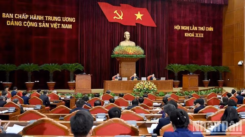 Quang cảnh Phiên khai mạc Hội nghị Trung ương lần thứ chín, khóa XIII. (Ảnh: ĐĂNG KHOA)