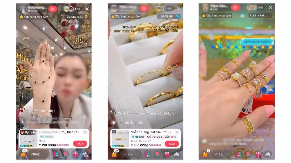 Hoạt động livestream bán vàng trên các nền tảng mạng xã hội diễn ra sôi động. Ảnh + Đồ họa: Hạo Thiên
