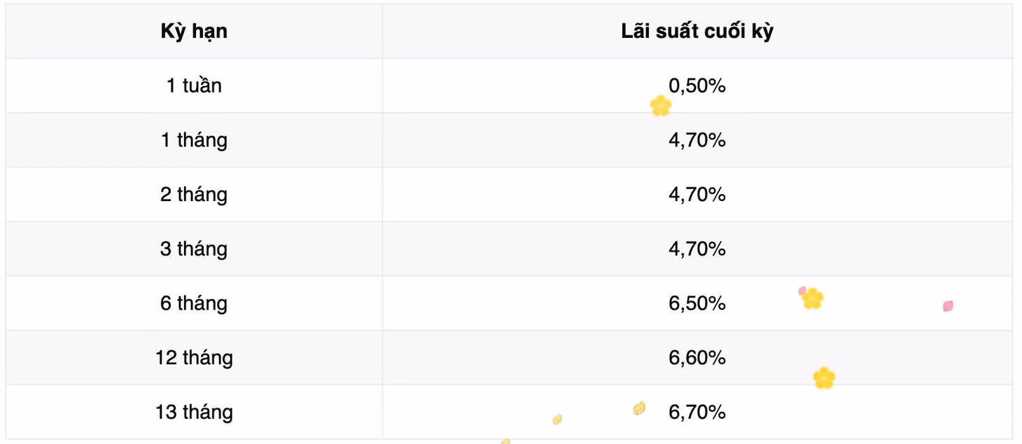 Biểu lãi suất tiết kiệm ngân hàng Vikki Bank. Ảnh: Vikki Bank