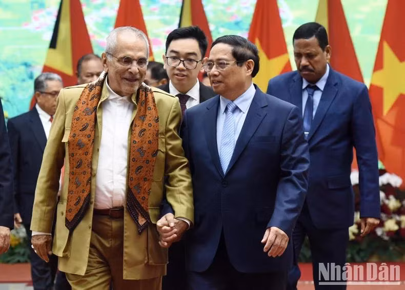 Thủ tướng Phạm Minh Chính và Tổng thống Timor-Leste Jose Ramos-Horta. (Ảnh: TRẦN HẢI)