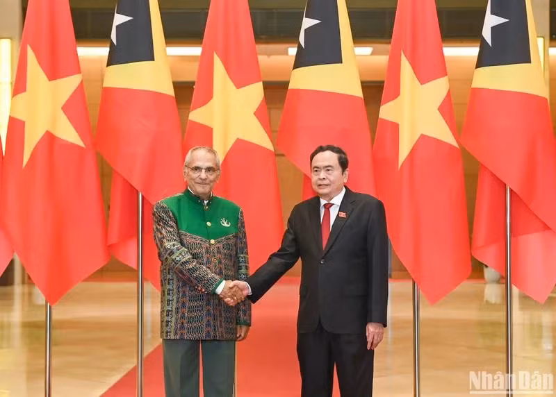 Chủ tịch Quốc hội Trần Thanh Mẫn và Tổng thống Timor-Leste Jose Ramos-Horta. (Ảnh: Duy Linh)
