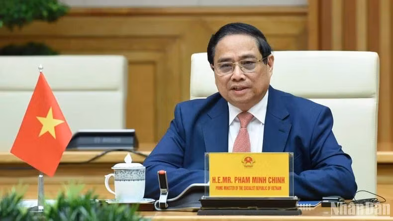 Thủ tướng Phạm Minh Chính phát biểu ý kiến tại buổi tiếp. (Ảnh: Trần Hải)