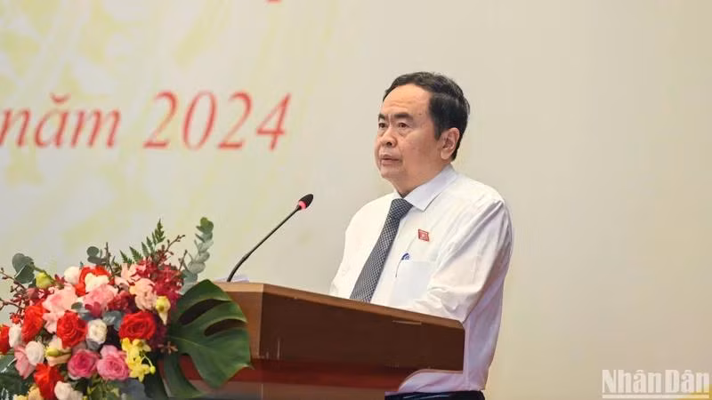 Chủ tịch Quốc hội Trần Thanh Mẫn phát biểu khai mạc Hội nghị. (Ảnh: DUY LINH)