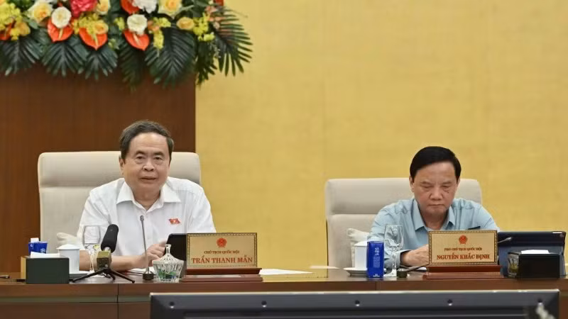 Chủ tịch Quốc hội Trần Thanh Mẫn phát biểu tại Phiên họp thứ 4 của Ủy ban Thường vụ Quốc hội. (Ảnh: THỦY NGUYÊN)