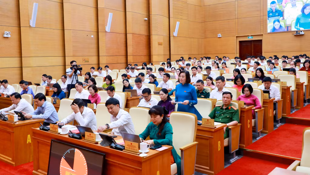 Đại biểu HĐND tỉnh phát biểu, tham gia ý kiến tại hội trường