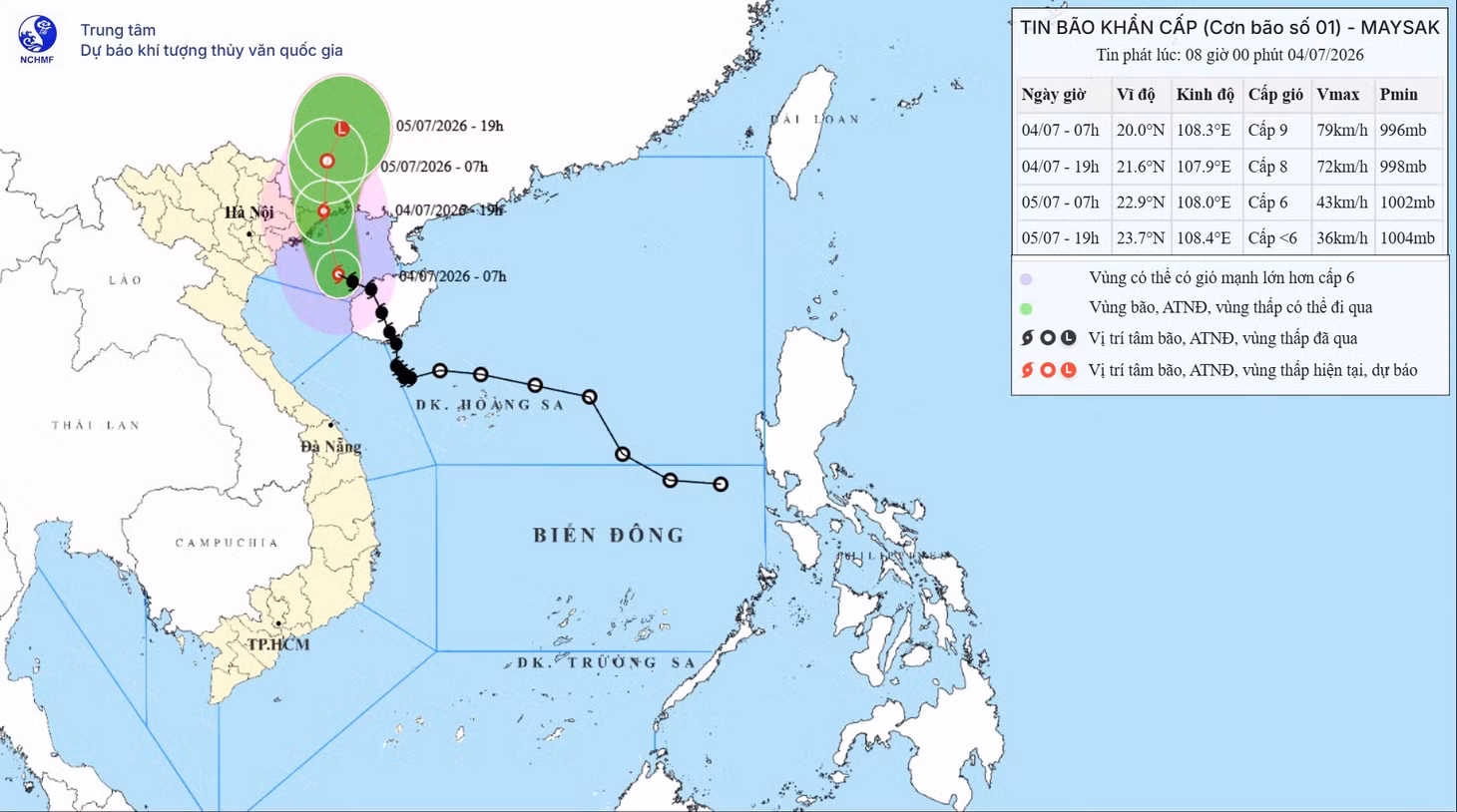 TIN BÃO KHẨN CẤP (Cơn bão số 01)