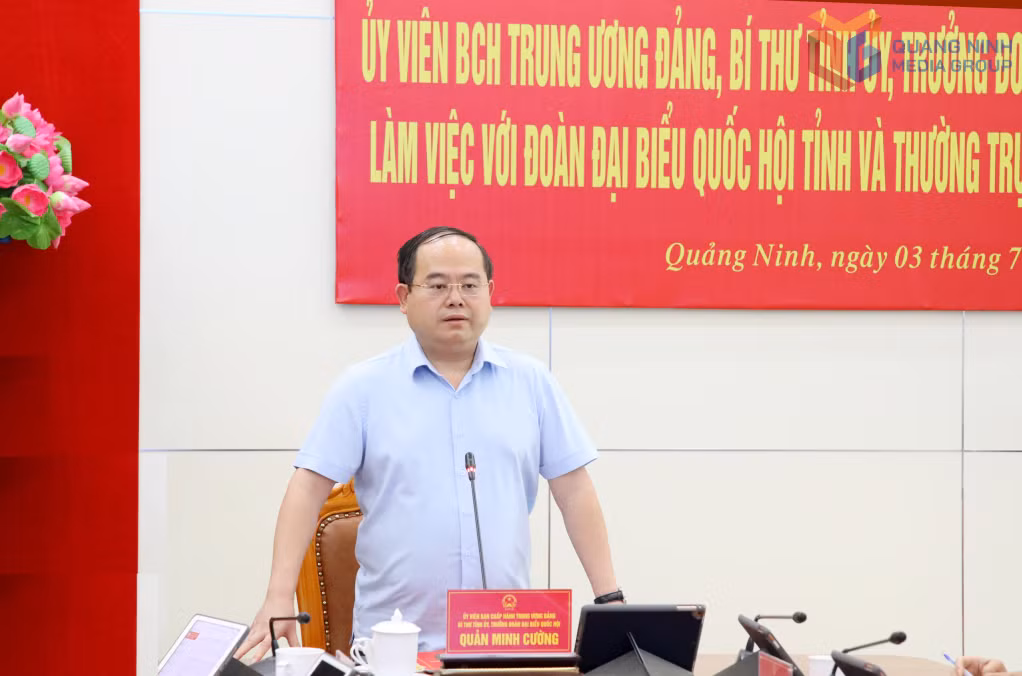 Đồng chí Quản Minh Cường, Ủy viên Trung ương Đảng, Bí thư Tỉnh ủy, Trưởng Đoàn ĐBQH tỉnh kết luận buổi làm việc.