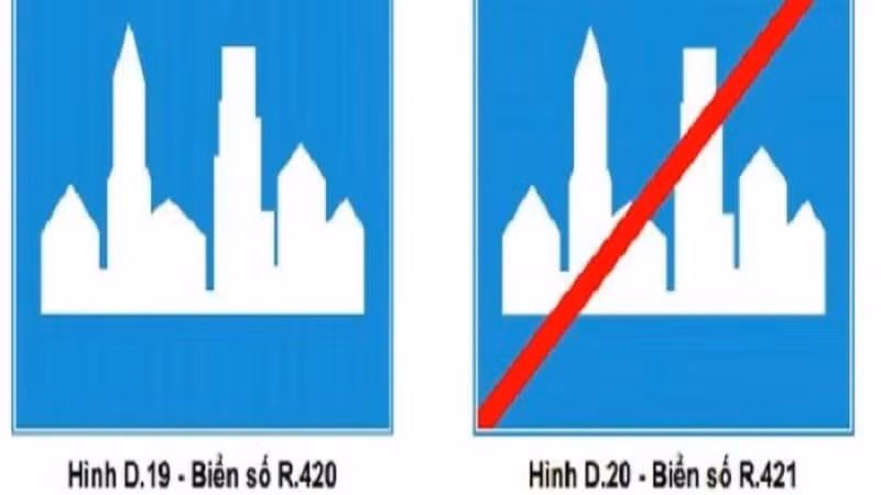 Biển báo Bắt đầu và kết thúc khu đông dân cư.